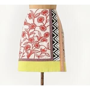 Anthropologie Leifnotes "Brimming Borders" Embellished Mini Skirt Size 8 Artsy
